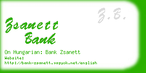 zsanett bank business card